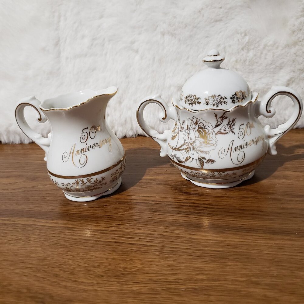Norcrest Chatillon 50th Anniversary Sugar Creamer Chatillon Porcelain Gift